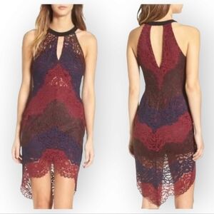 ASTR the Label Maroon Lace Midi Dress Wedding size Medium NWOT
